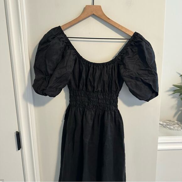 Tuckernuck Faithfull The Brand Black Linen Black Puff Sleeve Maxi Dress 4 - Picture 6 of 14